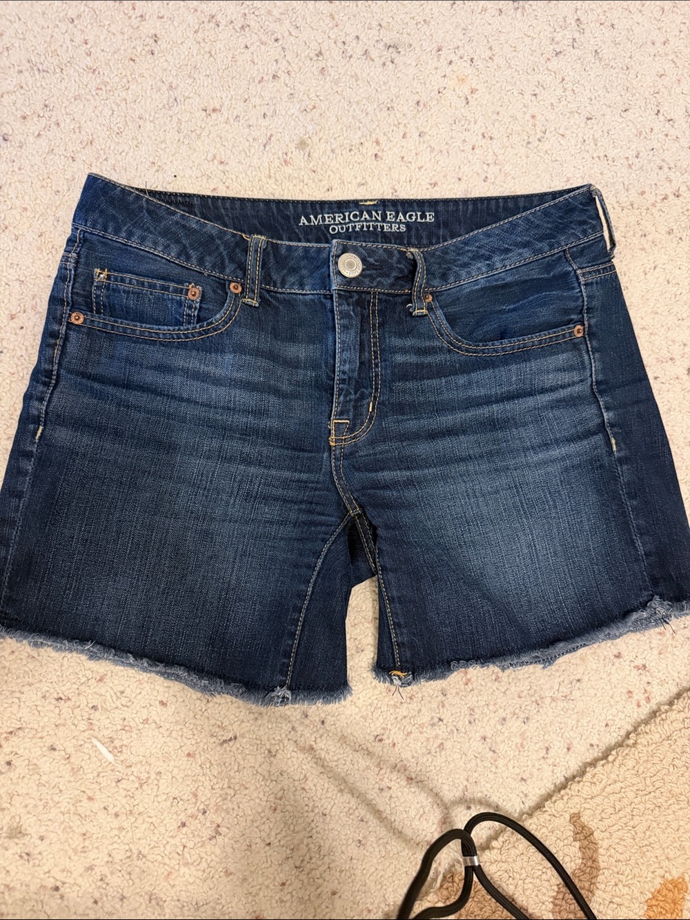 American Eagle Outfitters Indigo Denim Frayed Hem Shorts